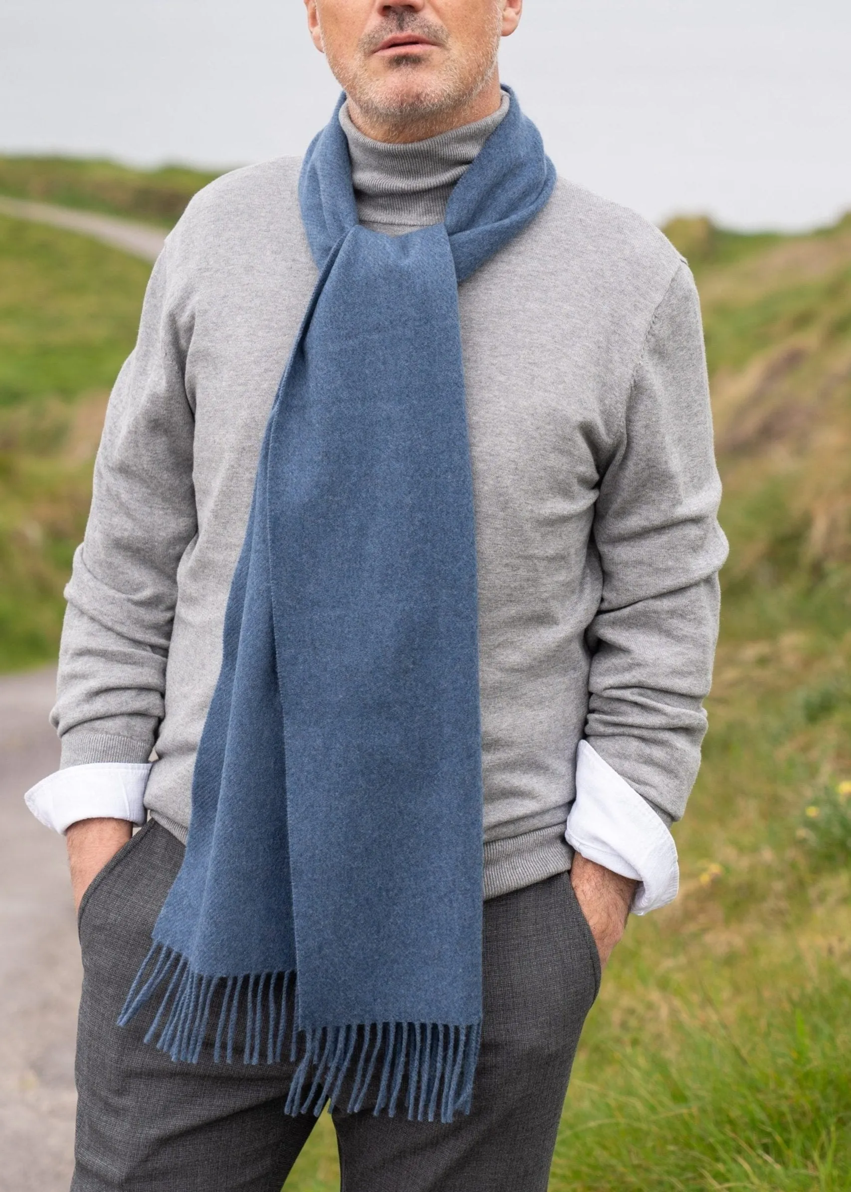 100% Cashmere Scarf | Denim Blue
