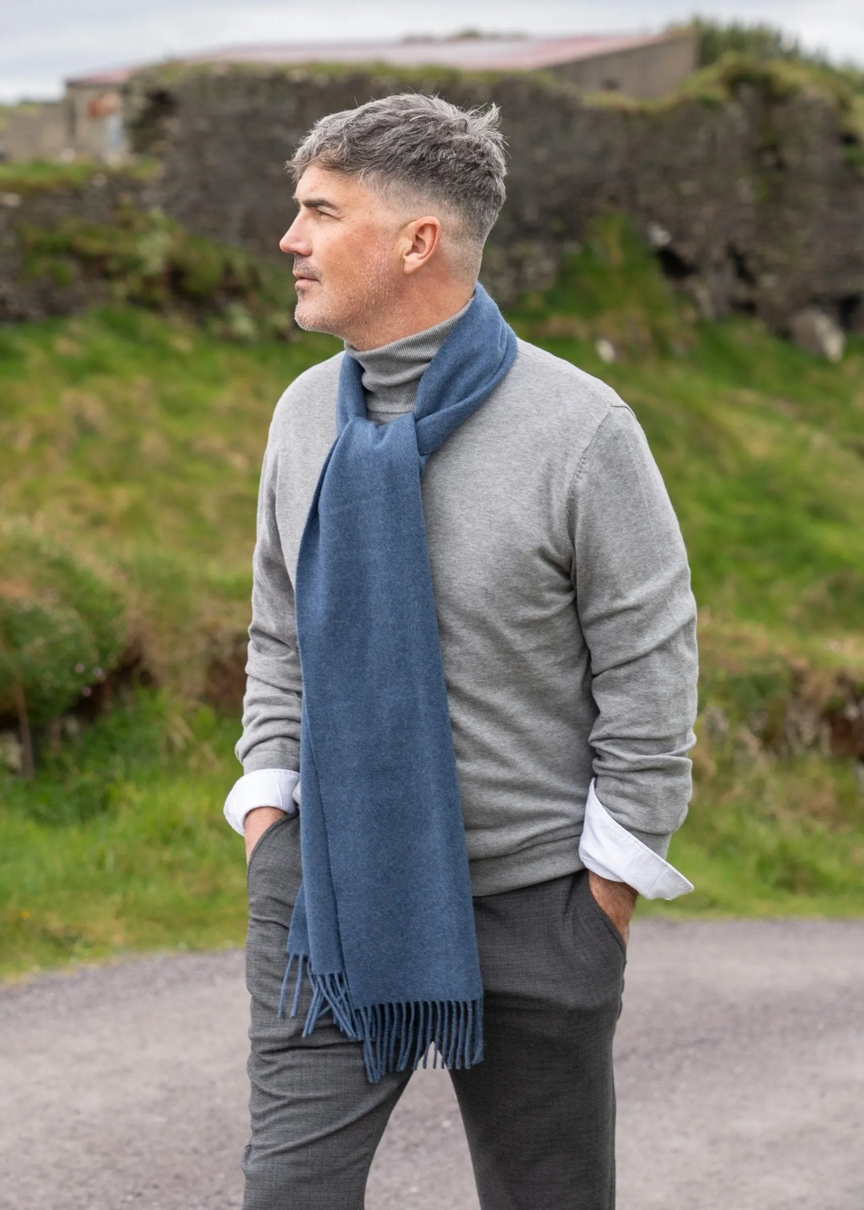 100% Cashmere Scarf | Denim Blue