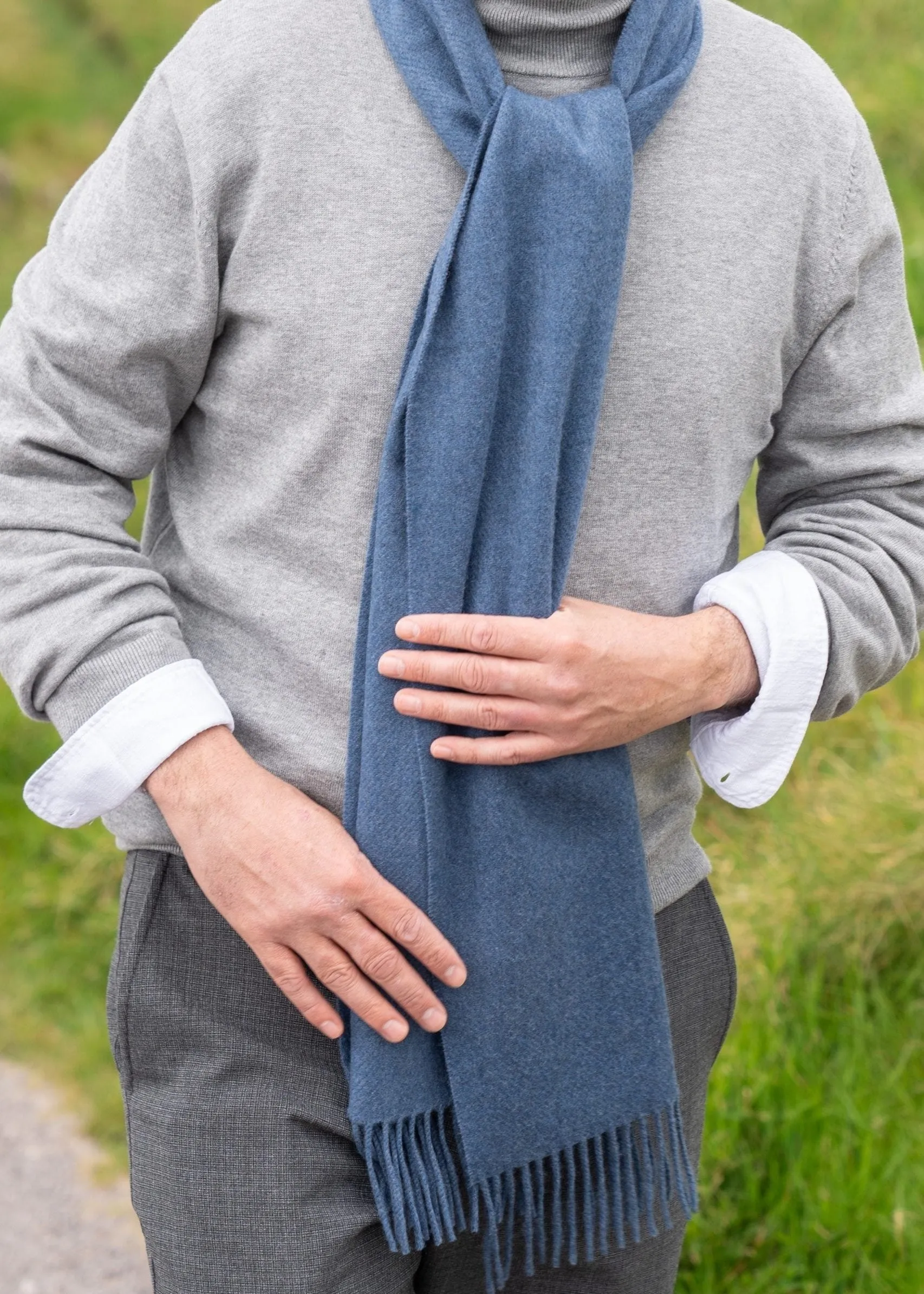 100% Cashmere Scarf | Denim Blue