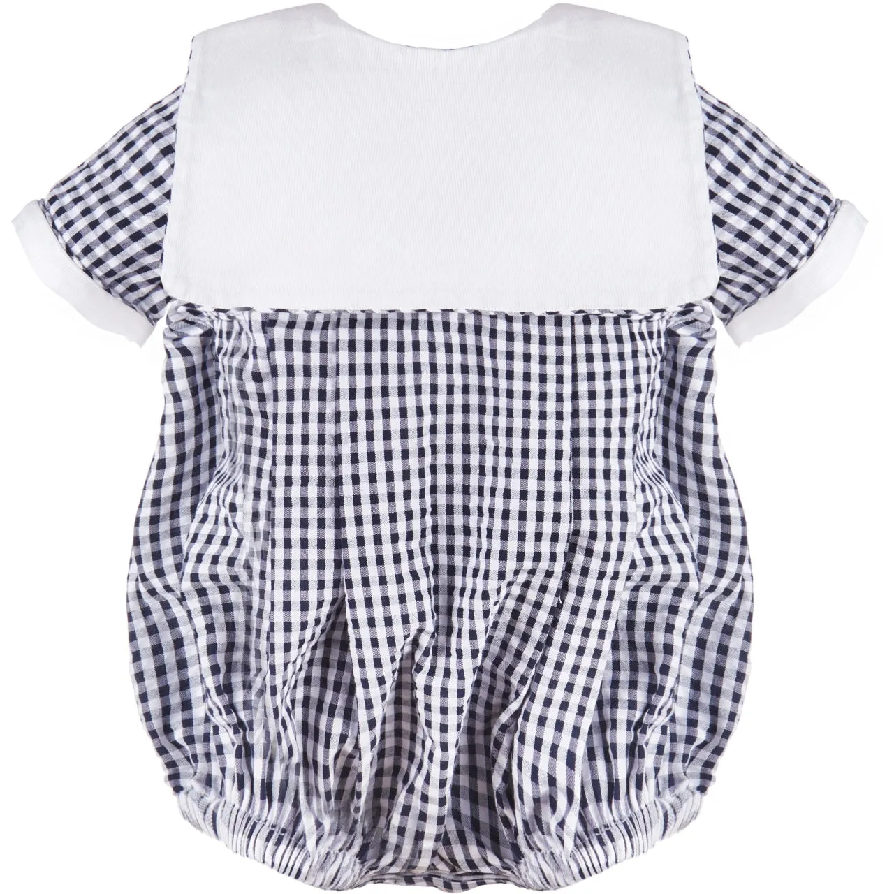 20070-Monogram Navy Check Baby Boy Bubble Romper