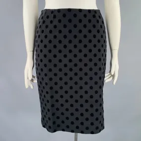 AKRIS Size 10 Black Viscose Blend Polka Dot Pencil Skirt