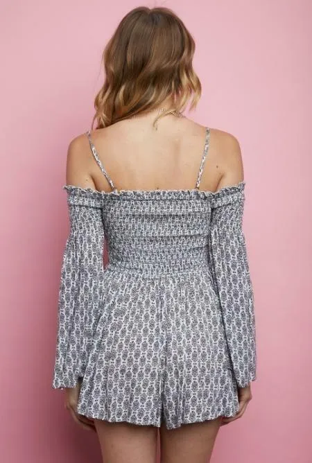 Baby Breath Off-the-Shoulder Bell Sleeve Romper