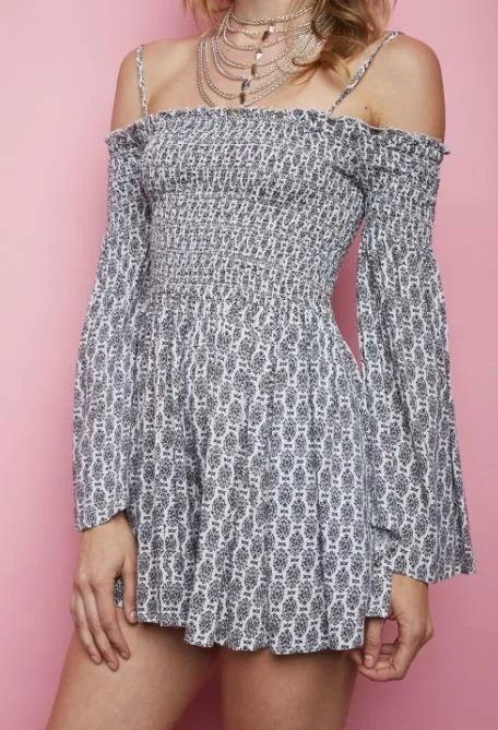 Baby Breath Off-the-Shoulder Bell Sleeve Romper