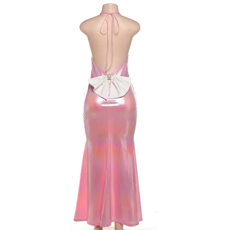 Backless Bow Sleeveless Maxi Dress