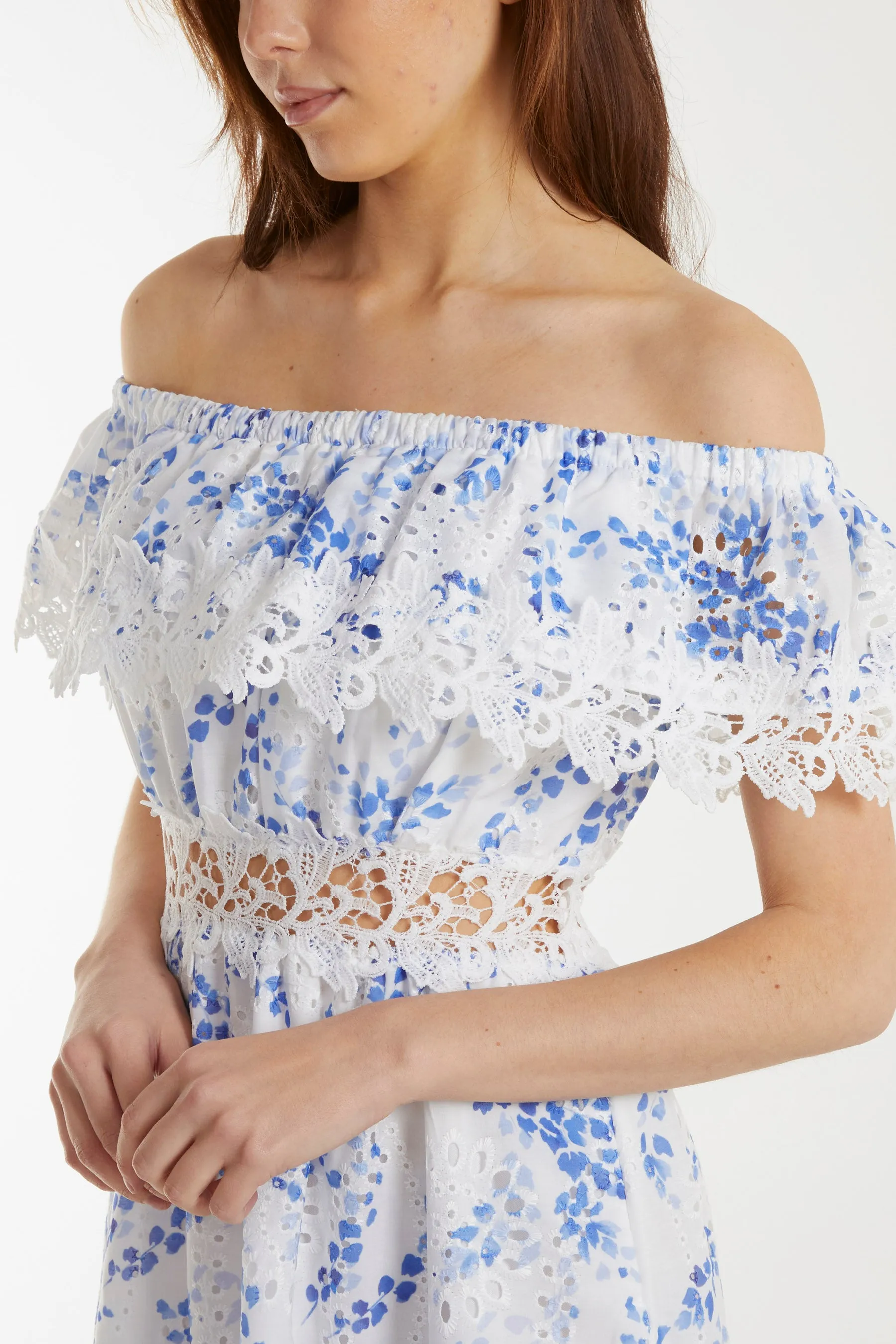 Bardot Floral & Lace Maxi Dress