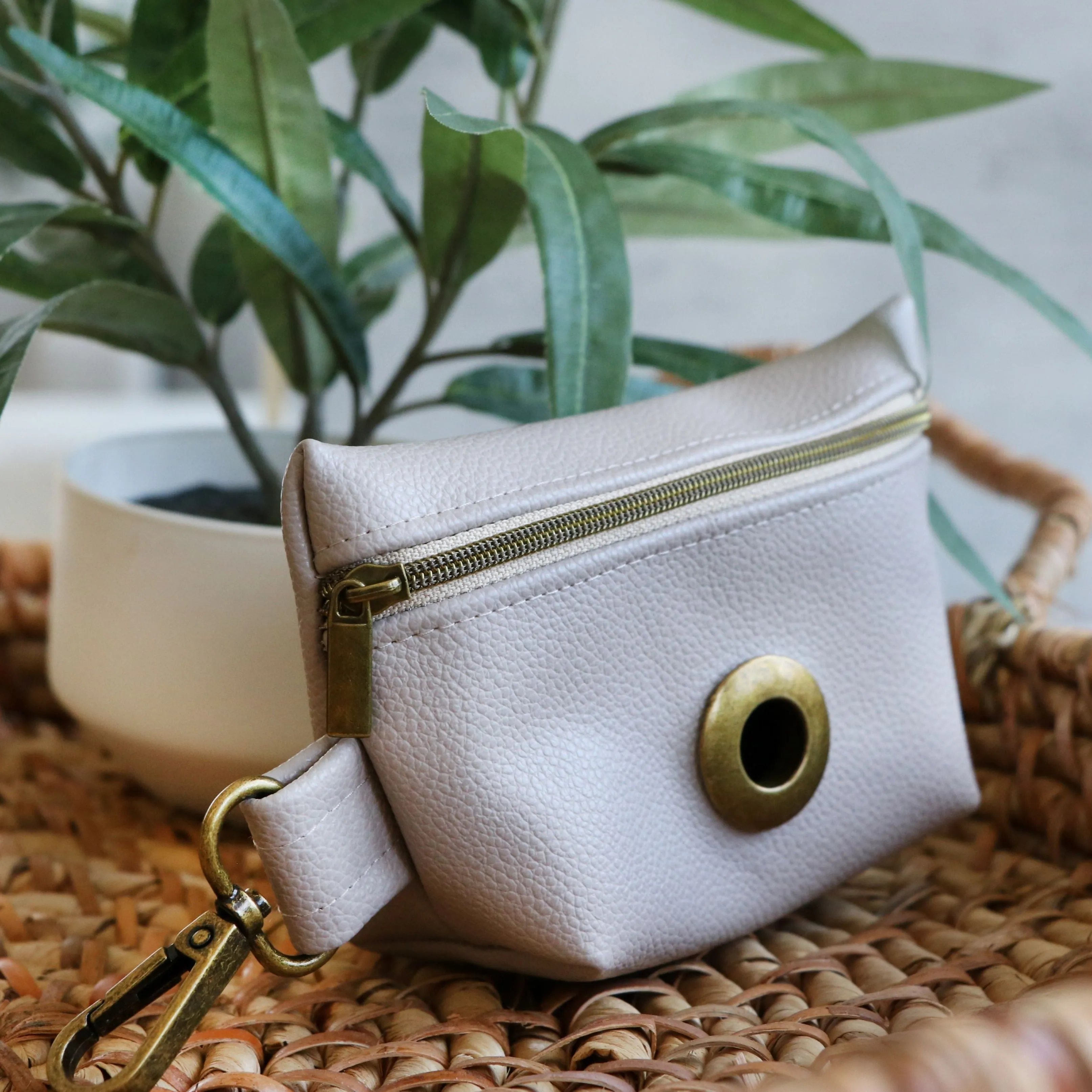 Beige Pebble Faux Leather