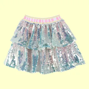 Billieblush Beach Glass Iridescent Sequin Layered Skirt