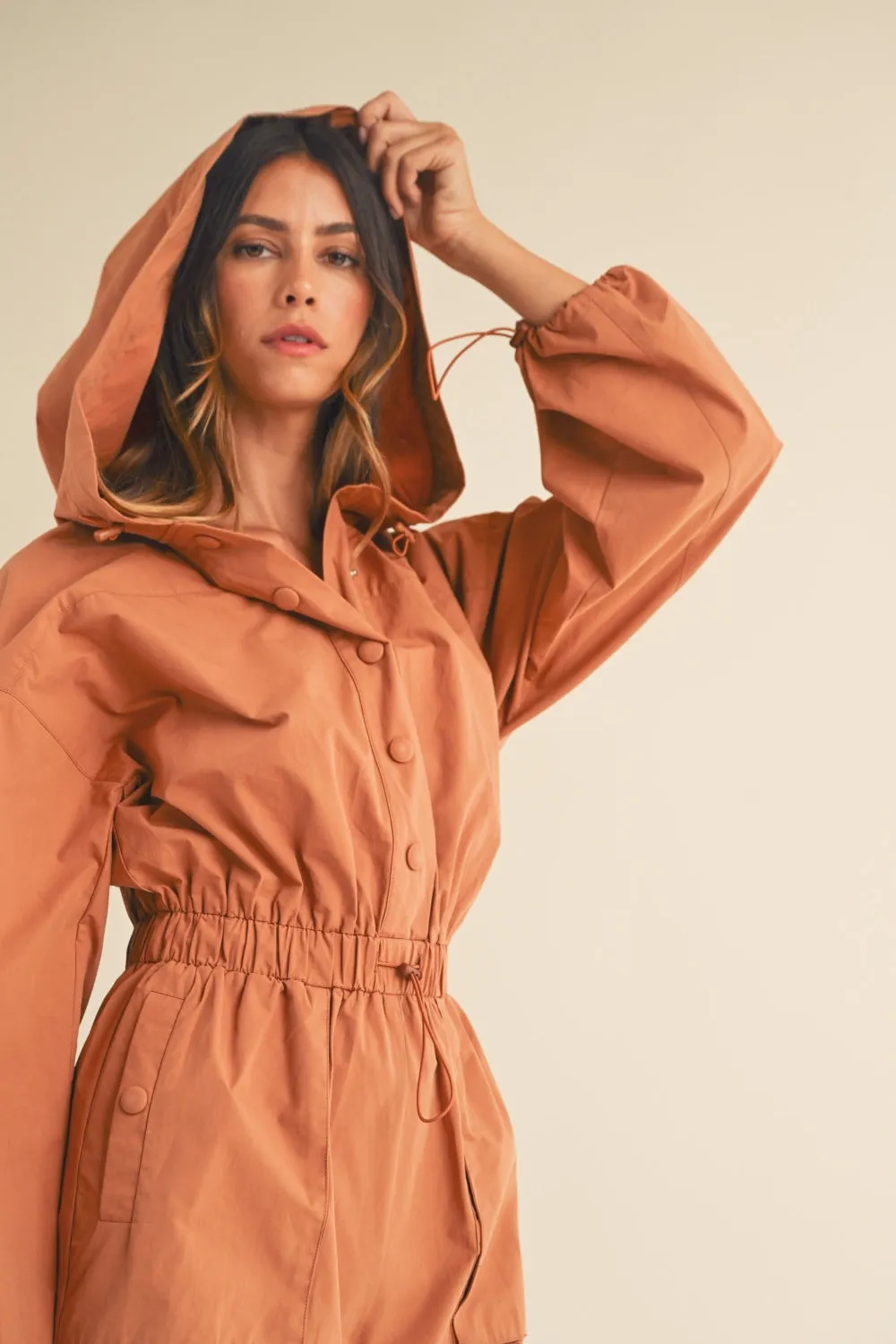 Blue Zone Planet |  Mable Snap Down Long Sleeve Hooded Romper