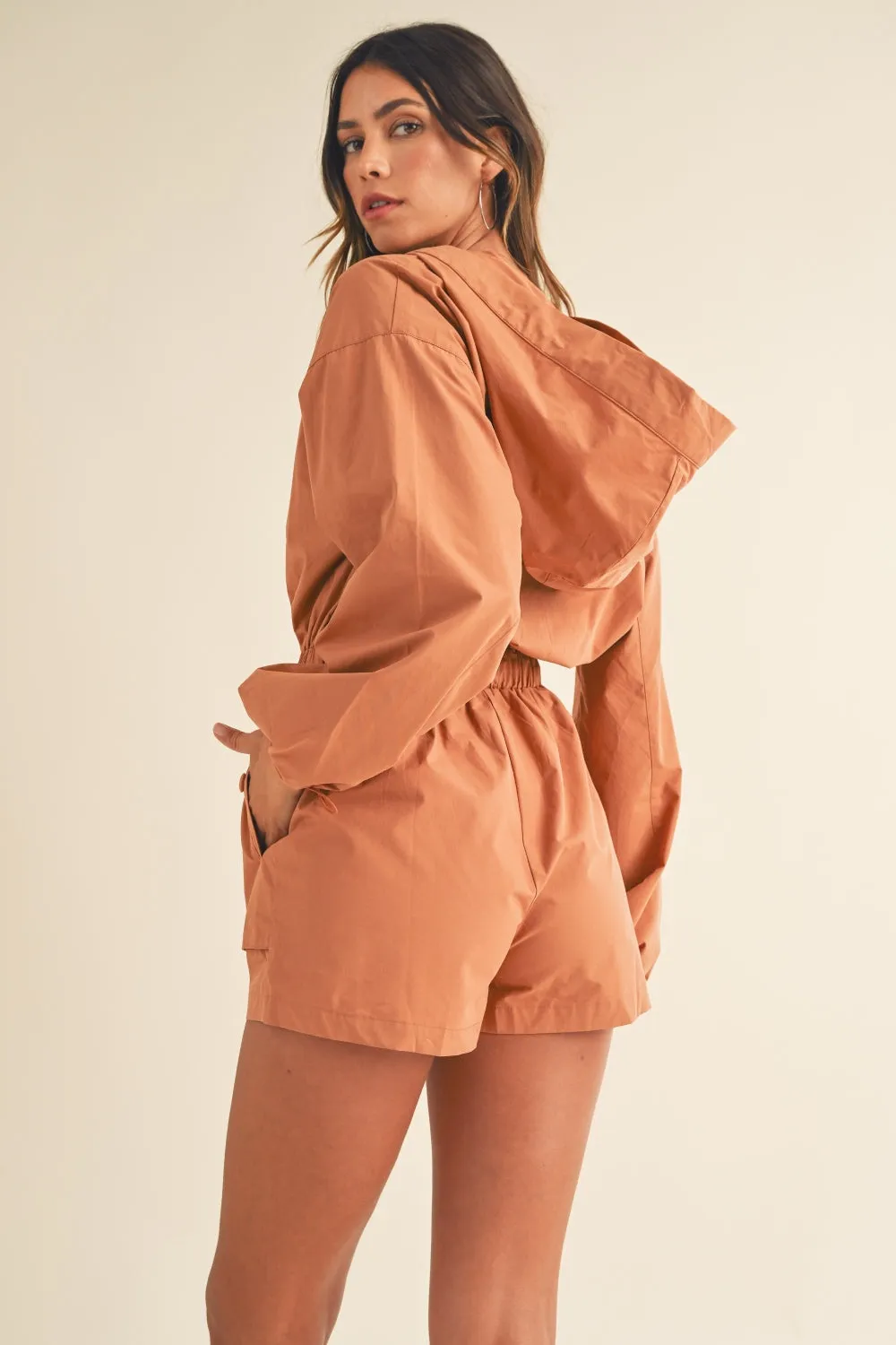 Blue Zone Planet |  Mable Snap Down Long Sleeve Hooded Romper