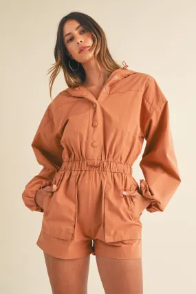 Blue Zone Planet |  Mable Snap Down Long Sleeve Hooded Romper