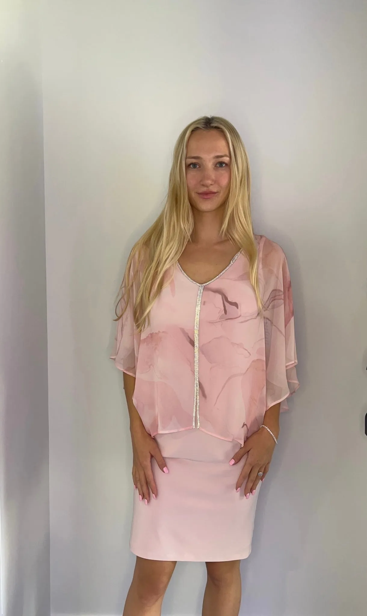 BLUSH CRYSTAL WOVEN DRESS