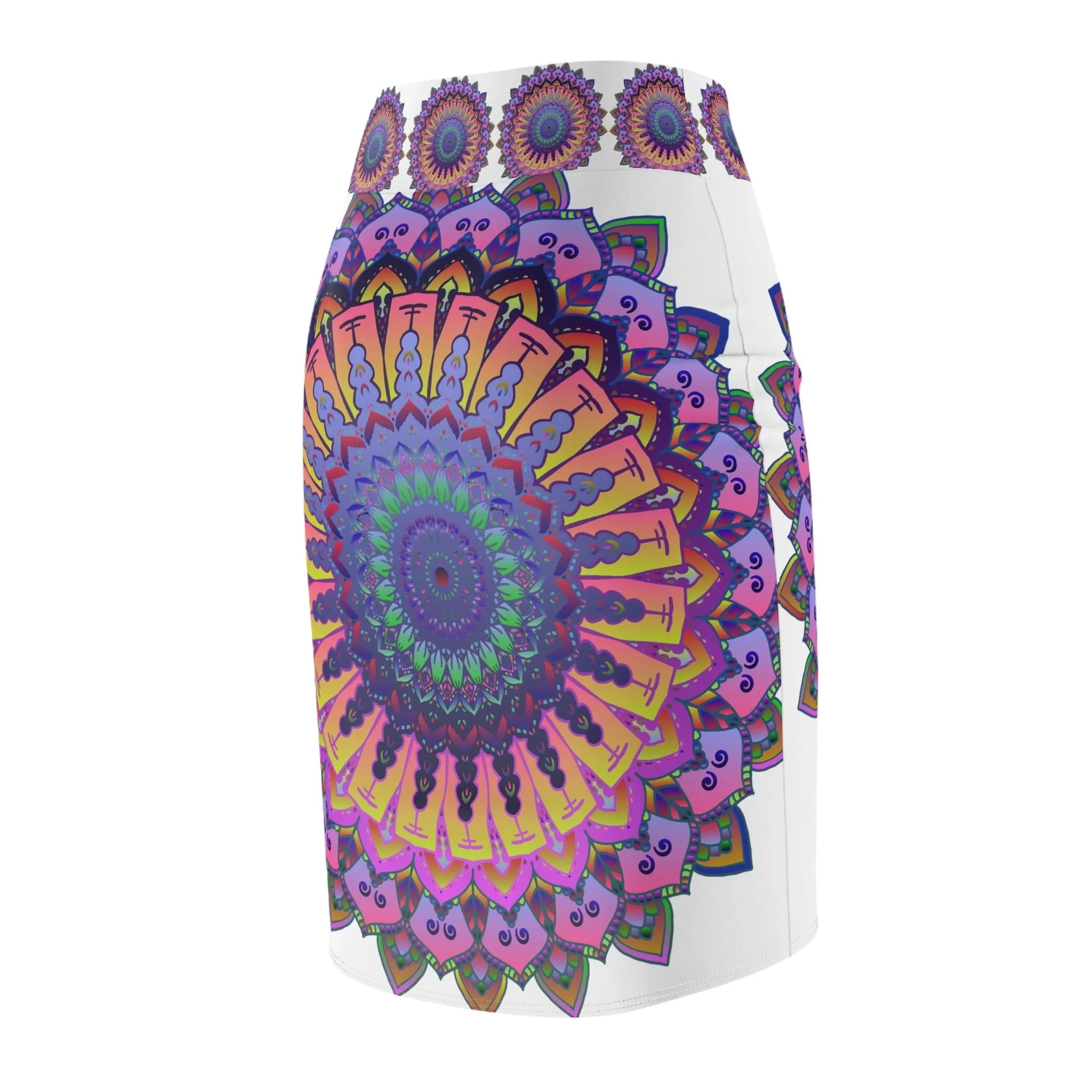 Bohemian Mandala Pencil Skirt - Purple & Azure
