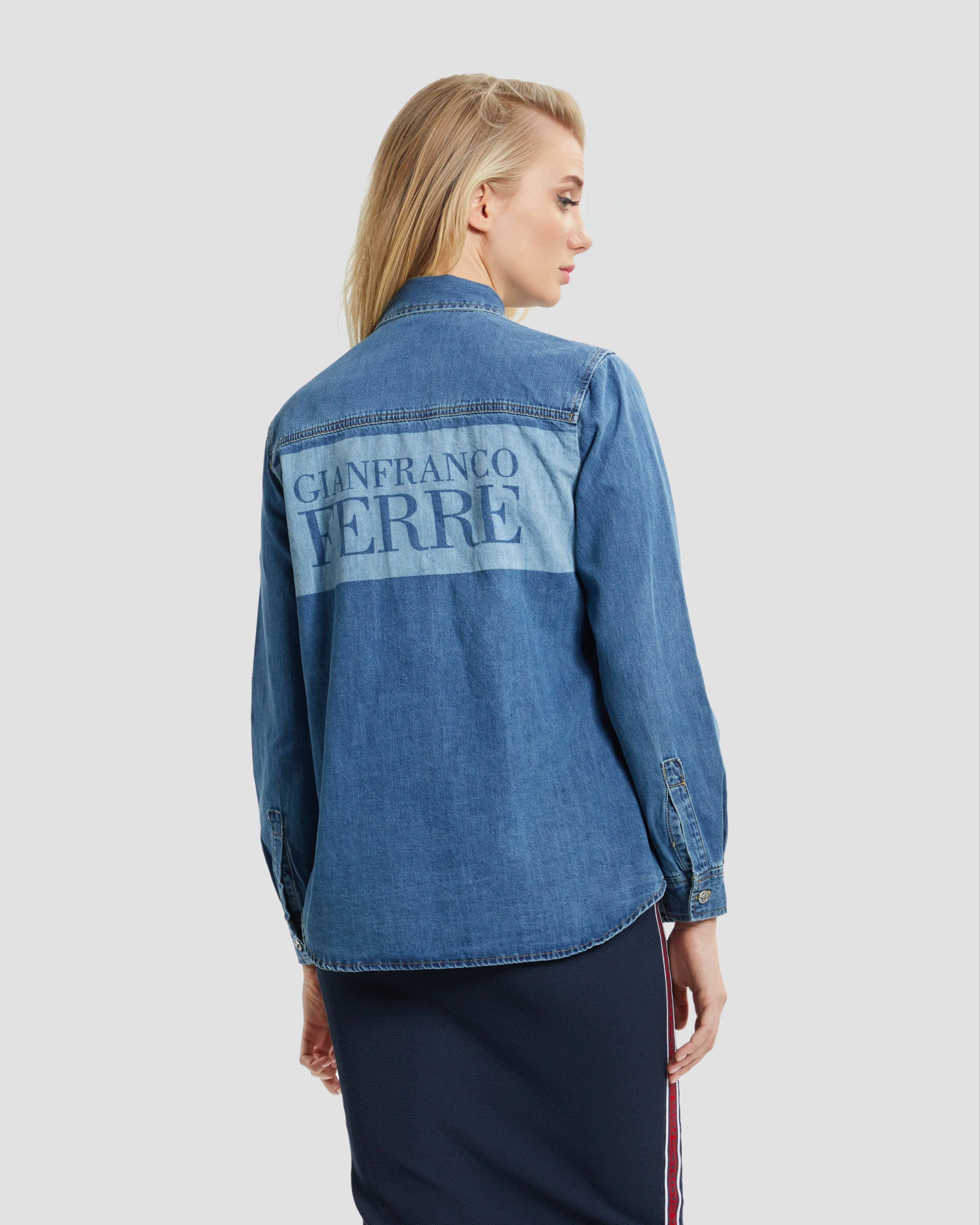 Brand Outlined Denim Shirt