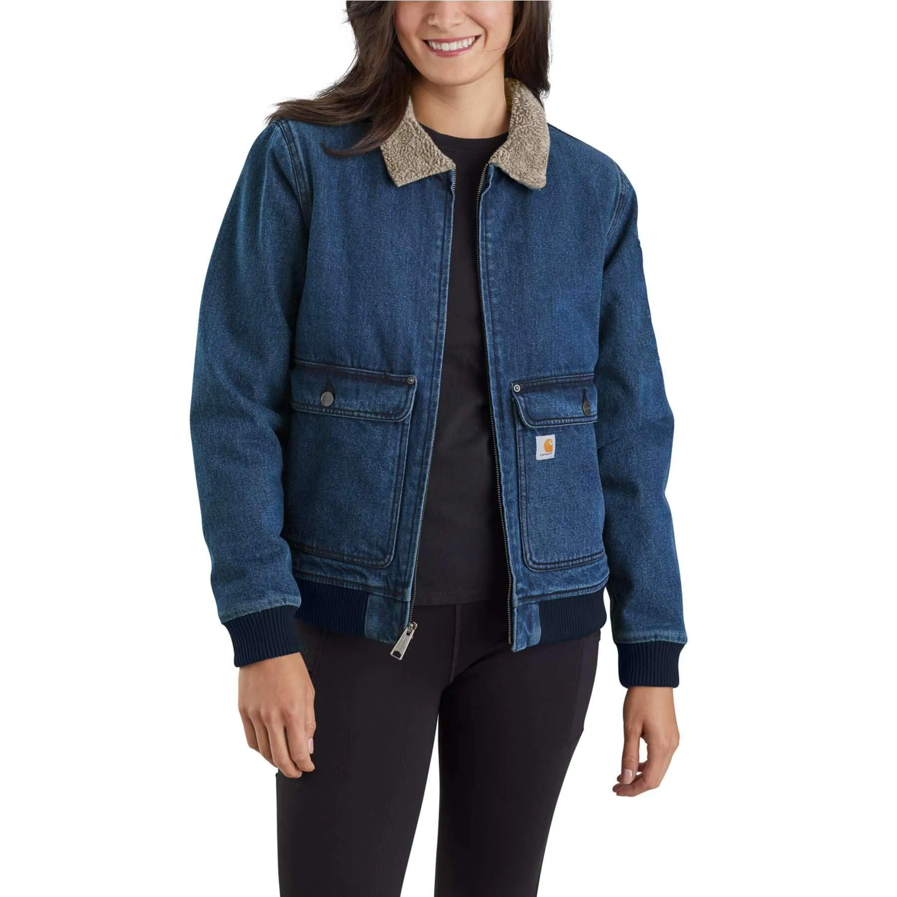 Carhartt Womens Relaxed Fit Denim Sherpa Lined Jacket 105446