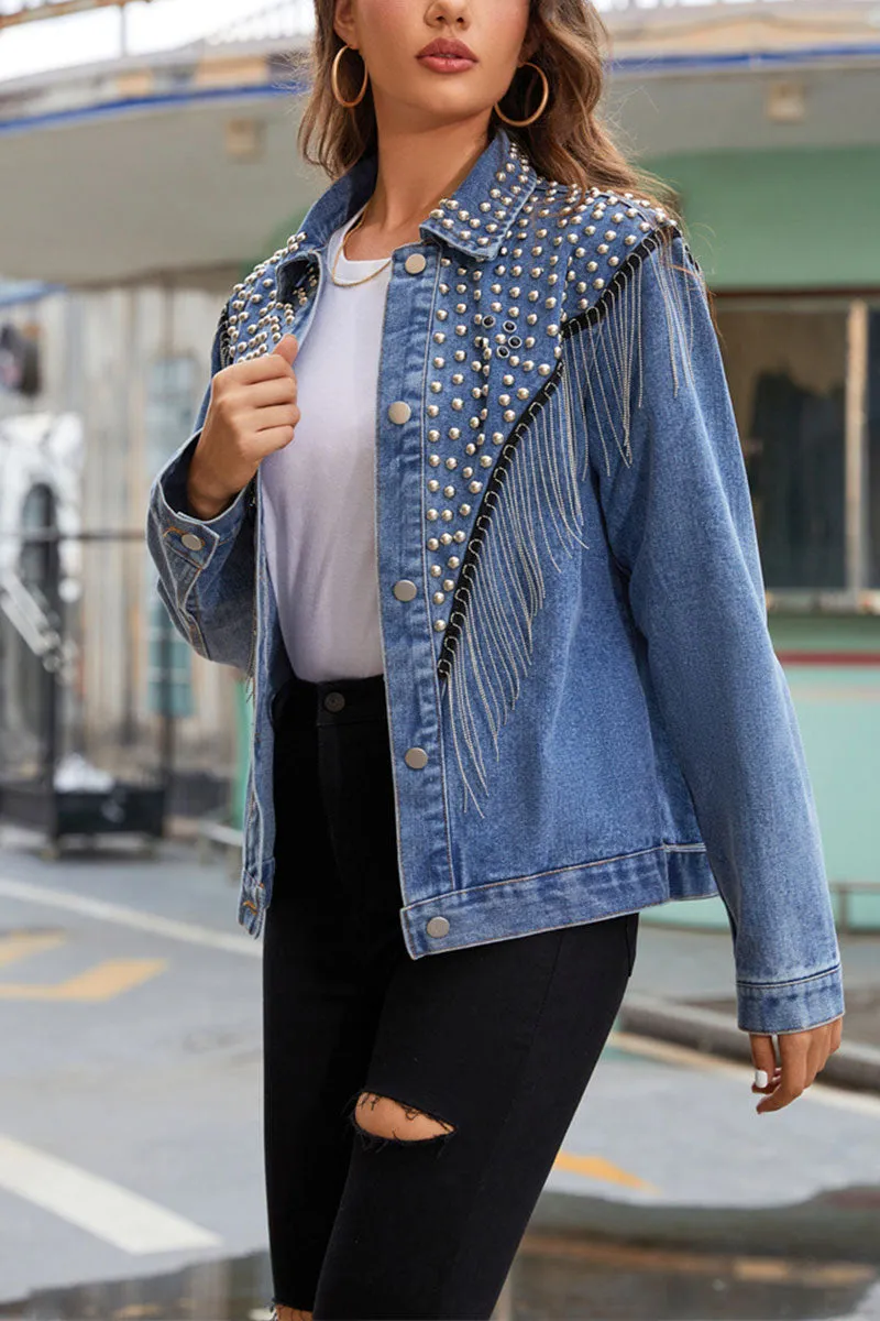 CF785 Denim Fringe Jacket