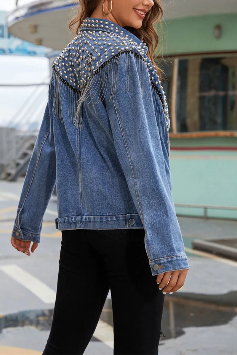 CF785 Denim Fringe Jacket