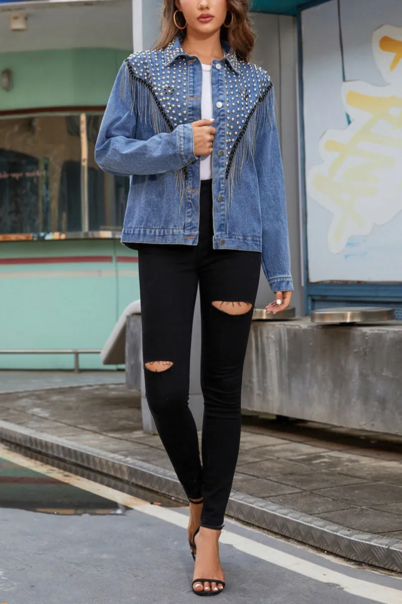 CF785 Denim Fringe Jacket
