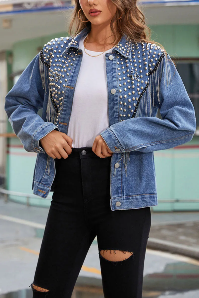 CF785 Denim Fringe Jacket