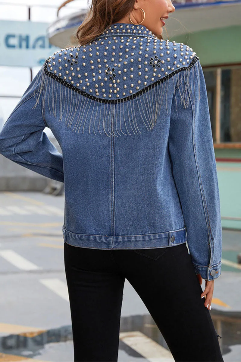 CF785 Denim Fringe Jacket