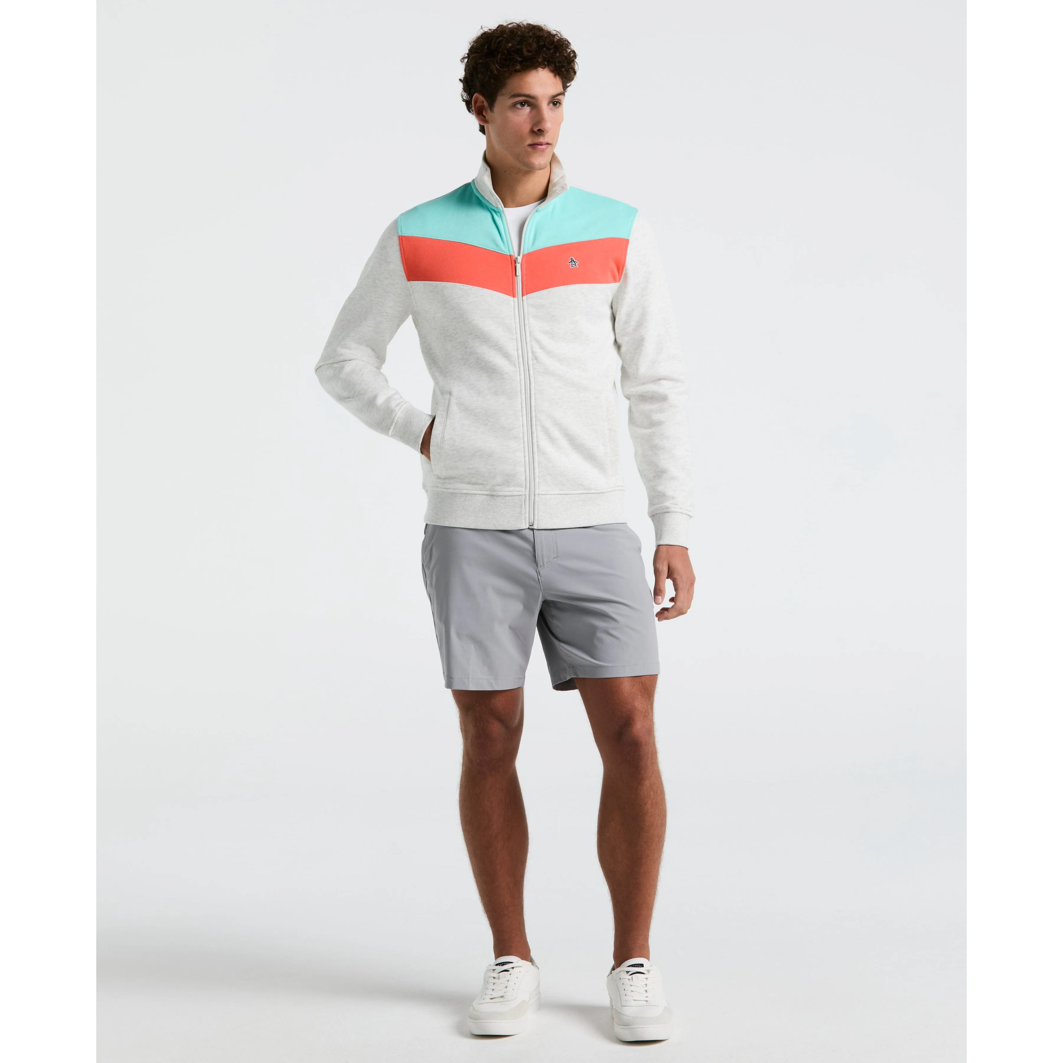 Chevron Colorblock Fleece Track Jacket