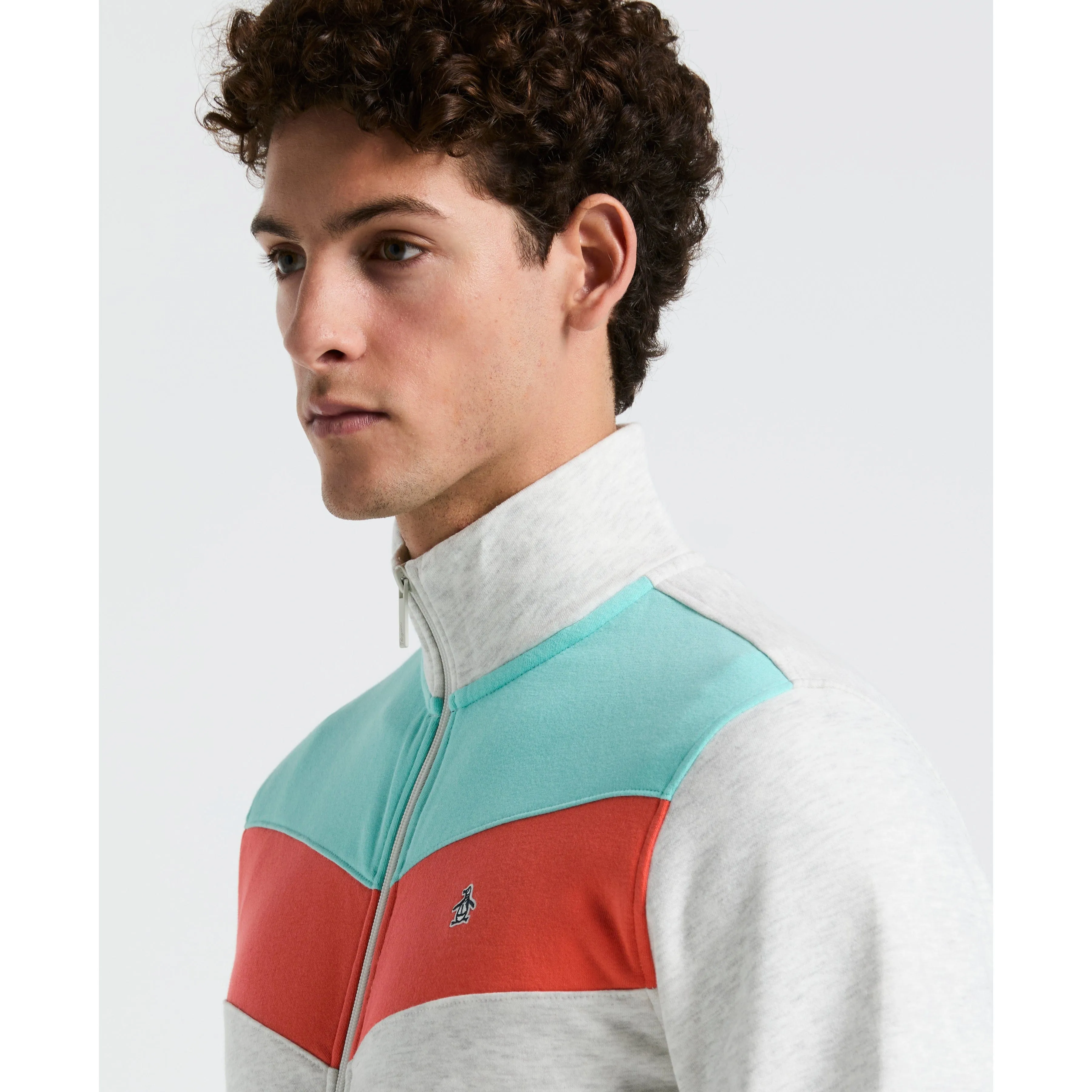 Chevron Colorblock Fleece Track Jacket