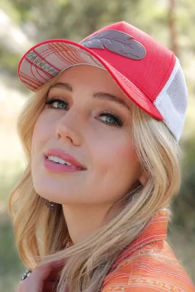 Cruel Denim Ladies Feather Cap - Red - CCC0041028