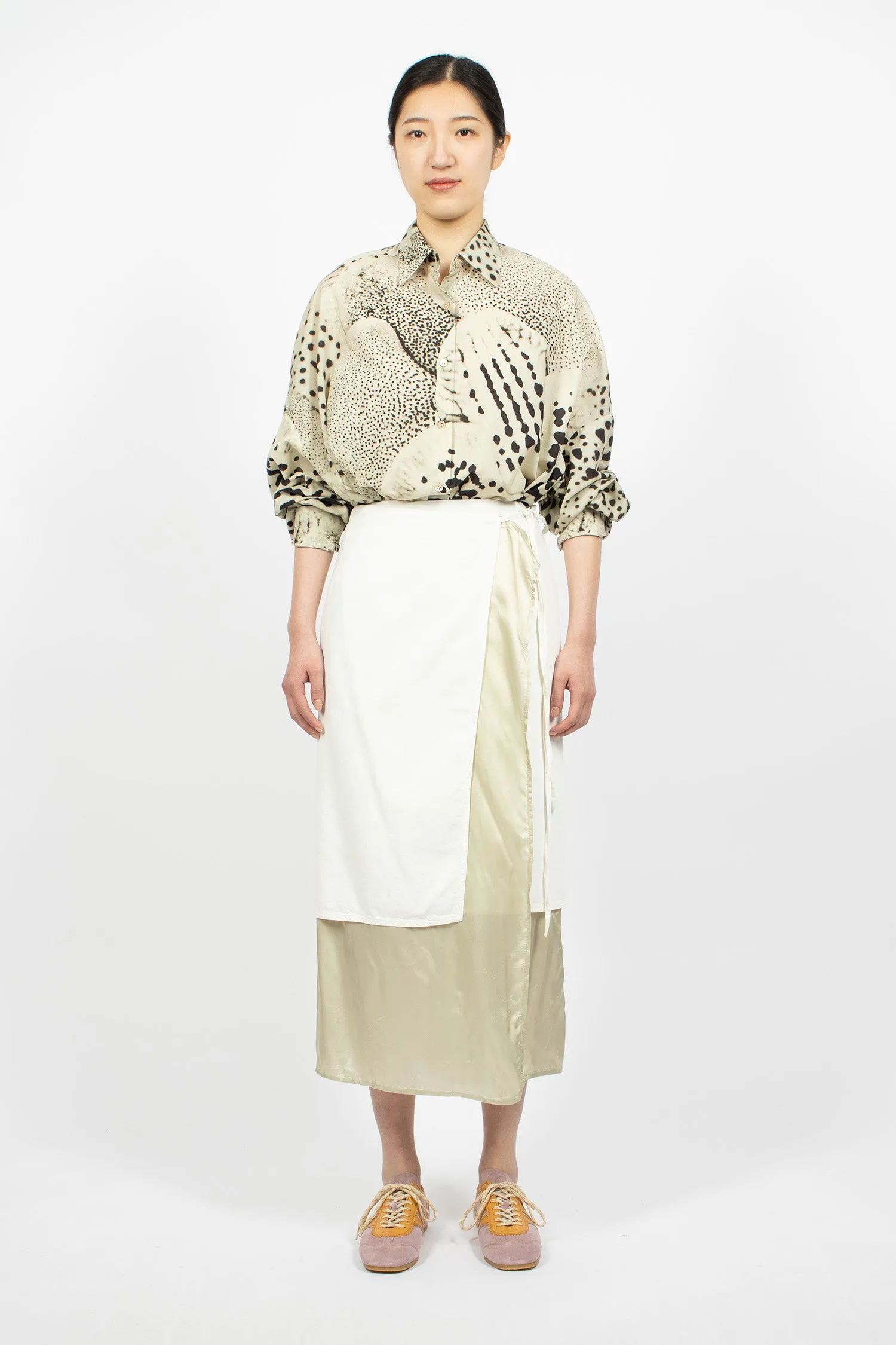 Denim Wrap Skirt Off-White