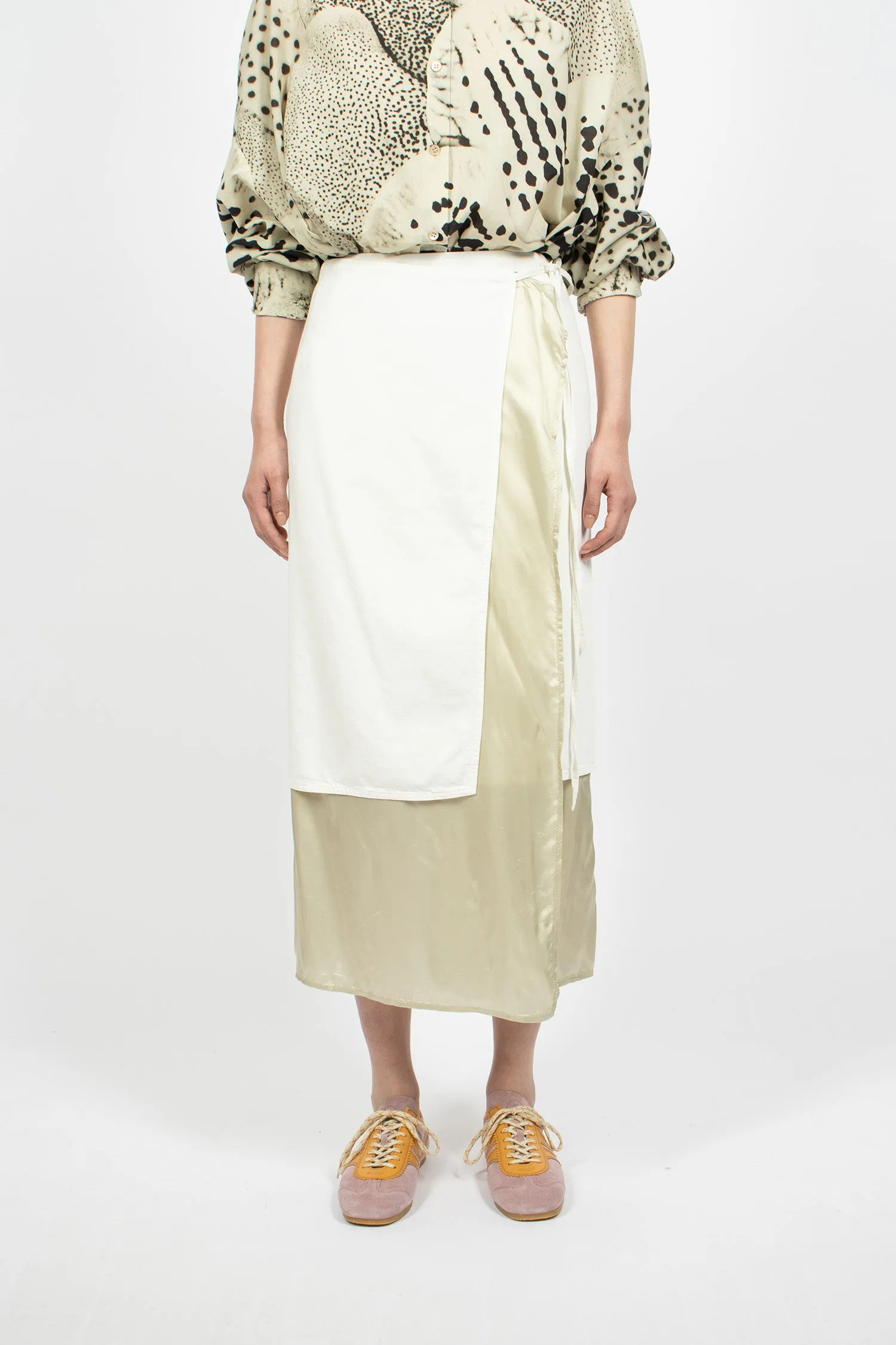 Denim Wrap Skirt Off-White