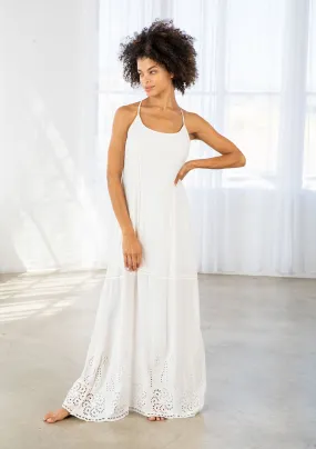 Eyelet Accent Sleeveless Racerback Maxi Dress