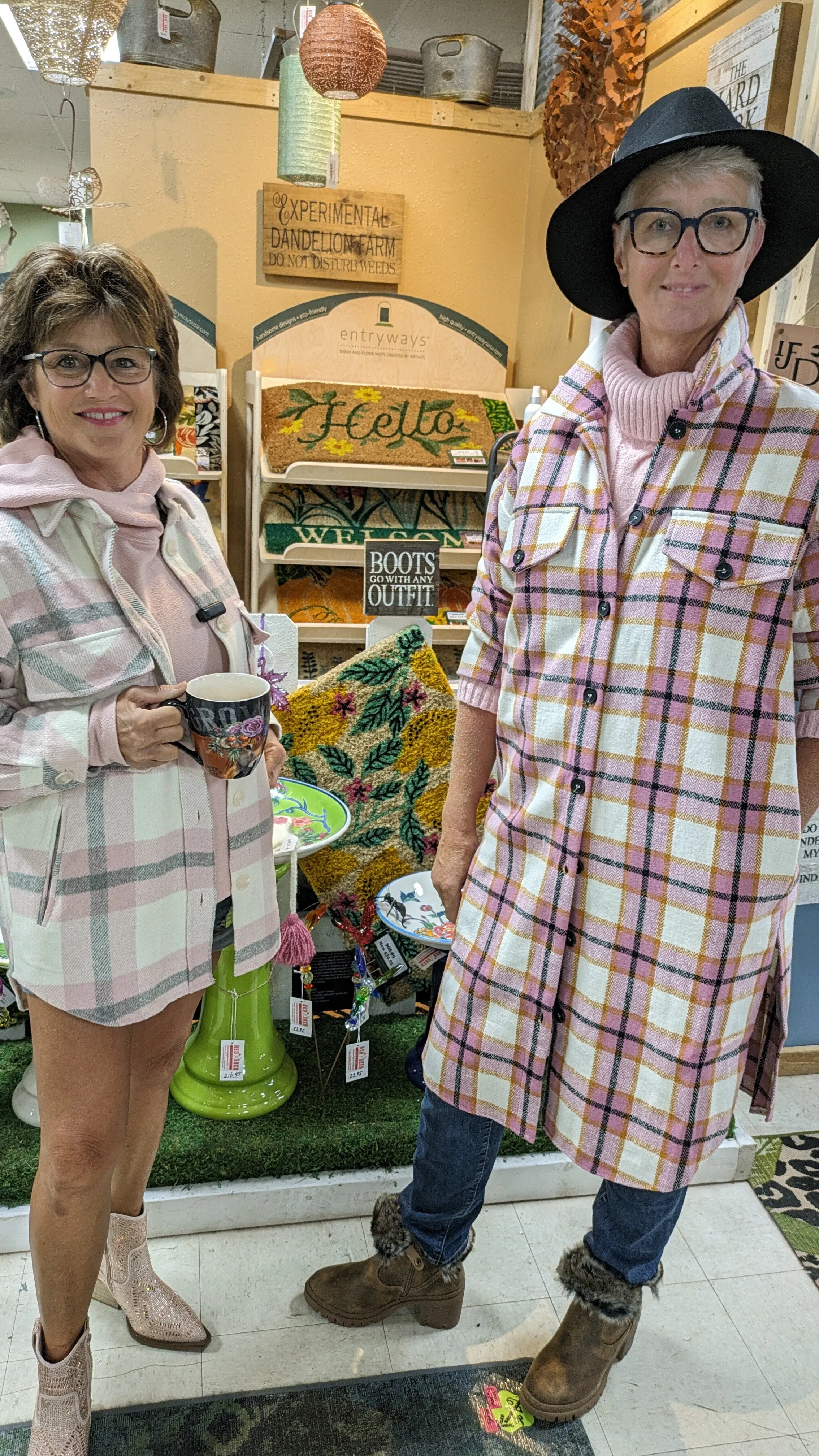 Fall Wear Pink Plaid Long Woman's Shacket Funsport Brand