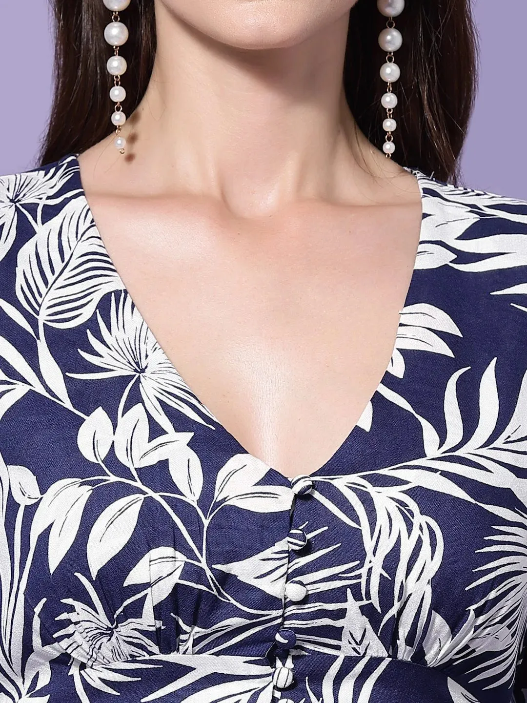 Flawless Trendy Women Tropical Print Party Dress | TROPICAL