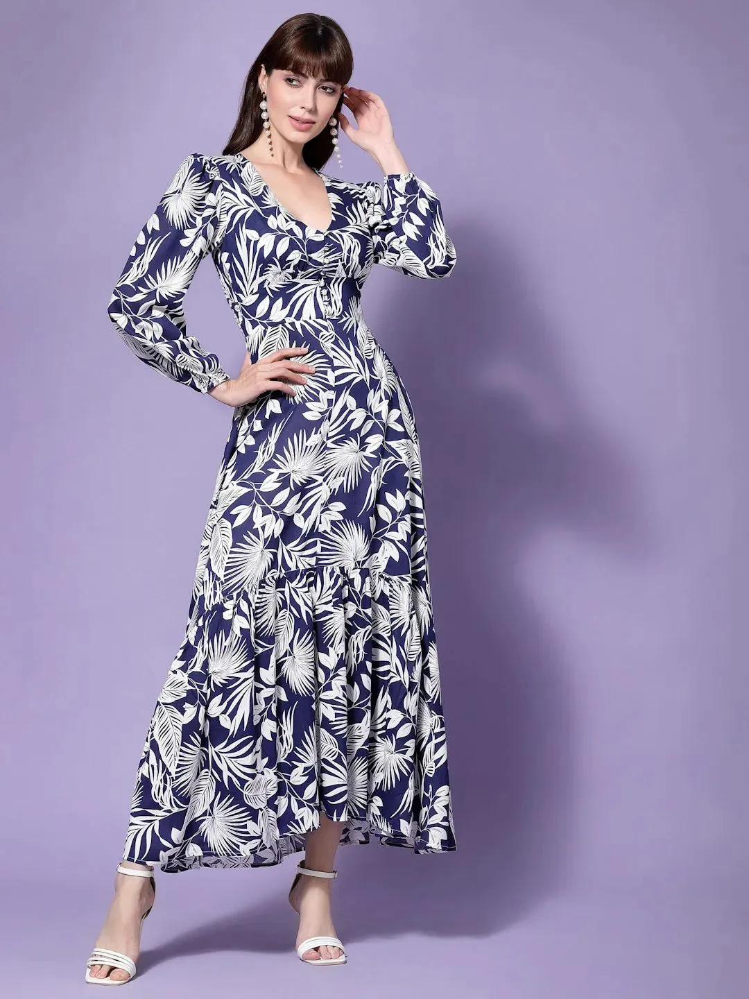 Flawless Trendy Women Tropical Print Party Dress | TROPICAL