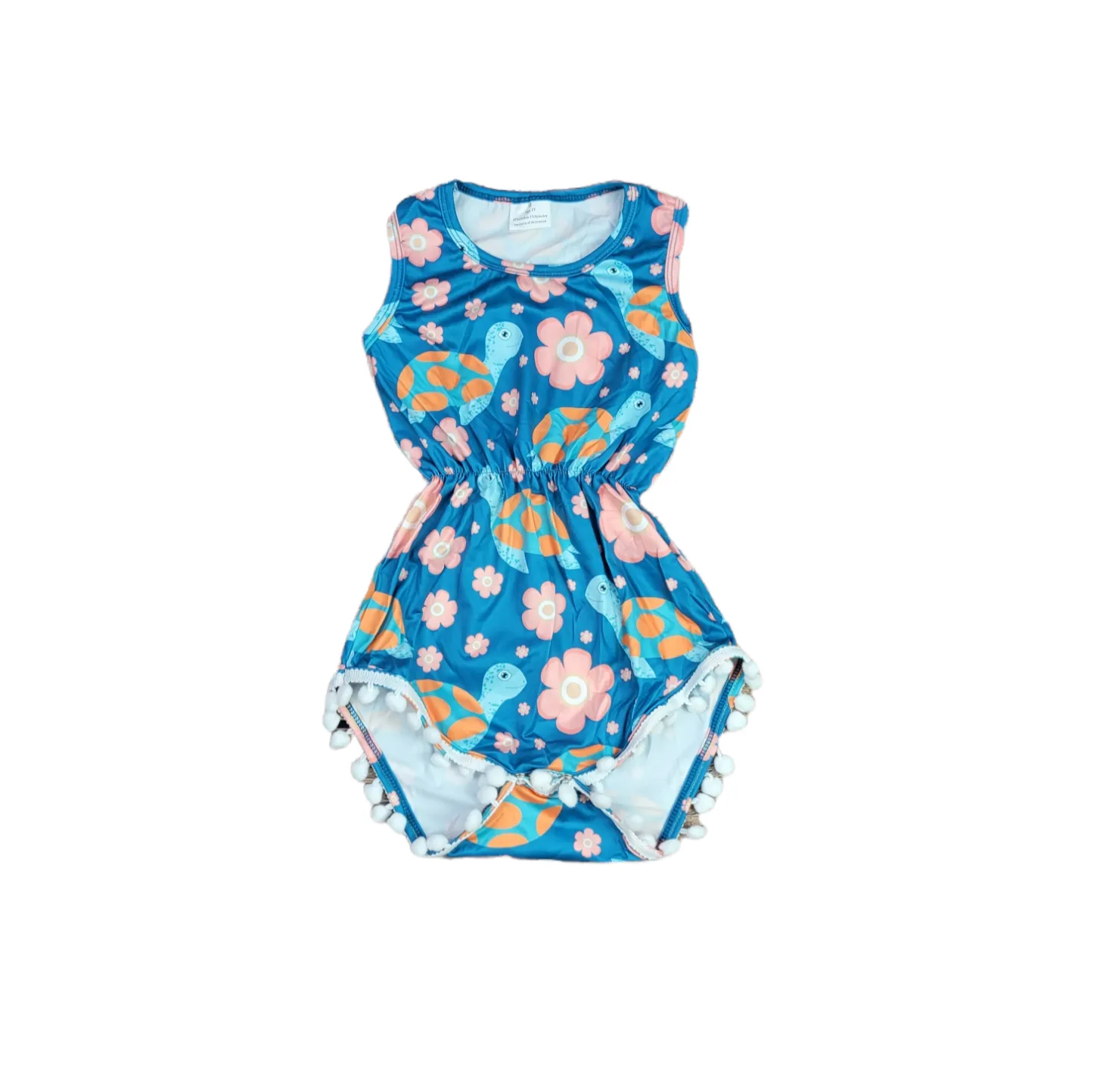 Floral Turtle Milk Silk Pom Pom Romper
