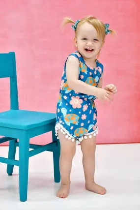 Floral Turtle Milk Silk Pom Pom Romper