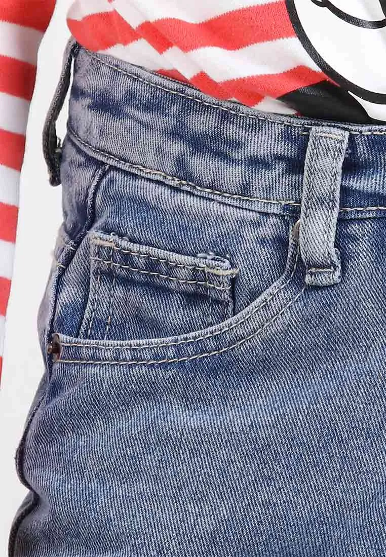 Forest Kids Girls Jeans Kids Girl Denim Wide Leg Long Pants | Seluar Budak Perempuan Jeans - FK810013