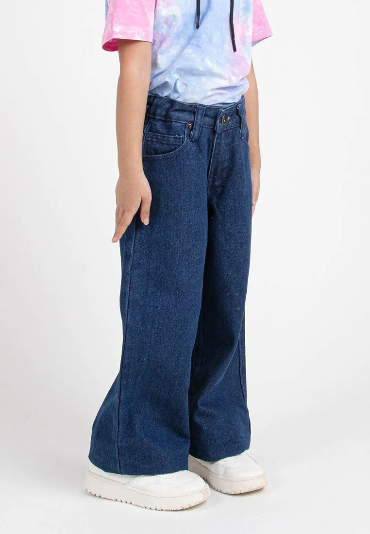 Forest Kids Girls Jeans Kids Girl Denim Wide Leg Long Pants | Seluar Budak Perempuan Jeans - FK810013
