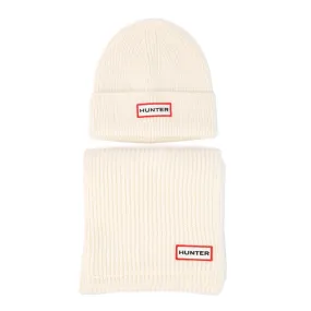 Hunter Jura Beanie Hat & Scarf Boxset Acrylic White