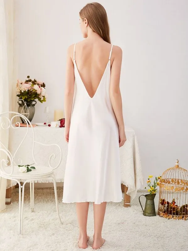 Icy Deep V Satin Cami Dress