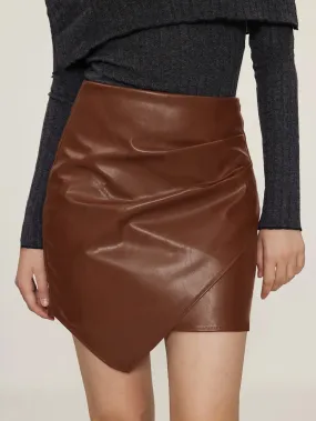 INDIE COFFEE FAUX LEATHER PENCIL SKIRT
