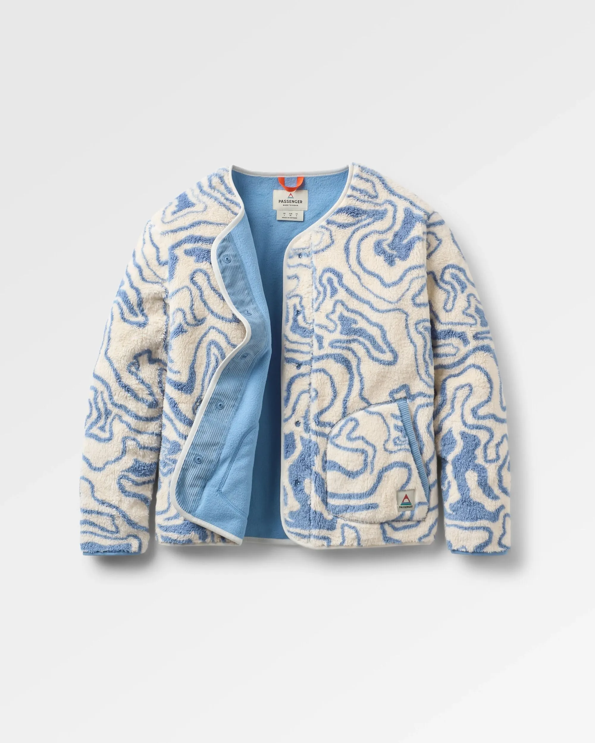 Iris Collarless Recycled Fleece Jacket - Strata Swirl Birch