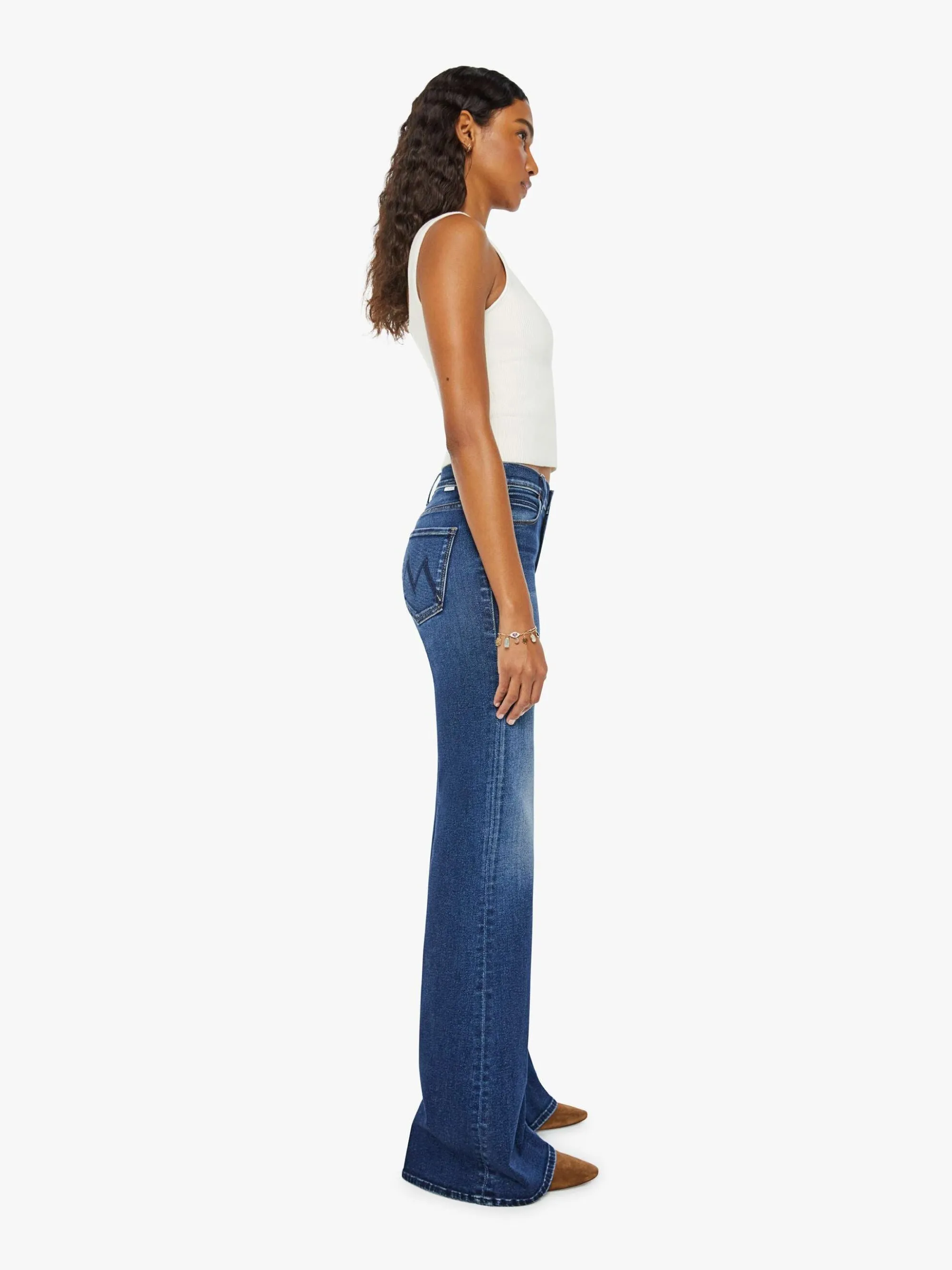 Jeans Vita Alta con Gamba Svasata Blu