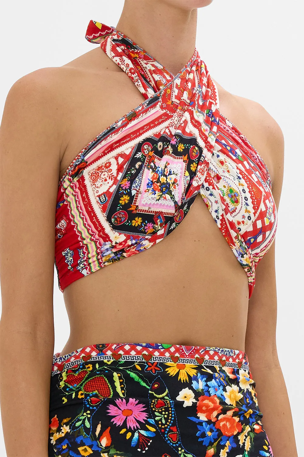 JERSEY TIE UP SCARF TOP FOLK FABULOUS
