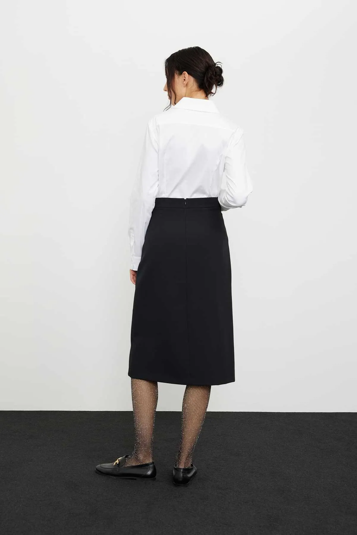 Knee-length Skirt with Accessories Black