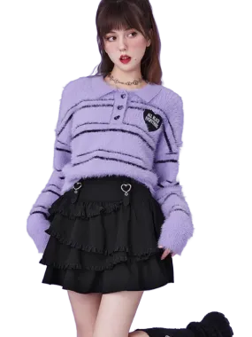 Layered Black Ruffle Mini Skirt
