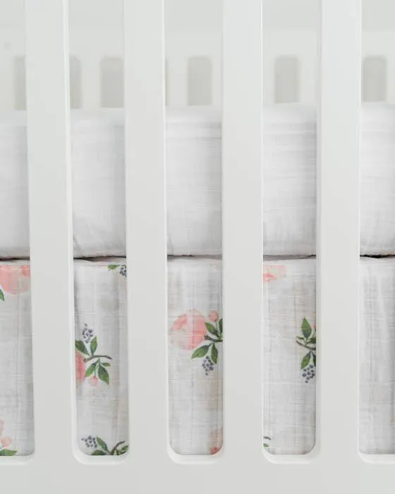 Little Unicorn Cotton Muslin Crib Skirt- Watercolor Roses