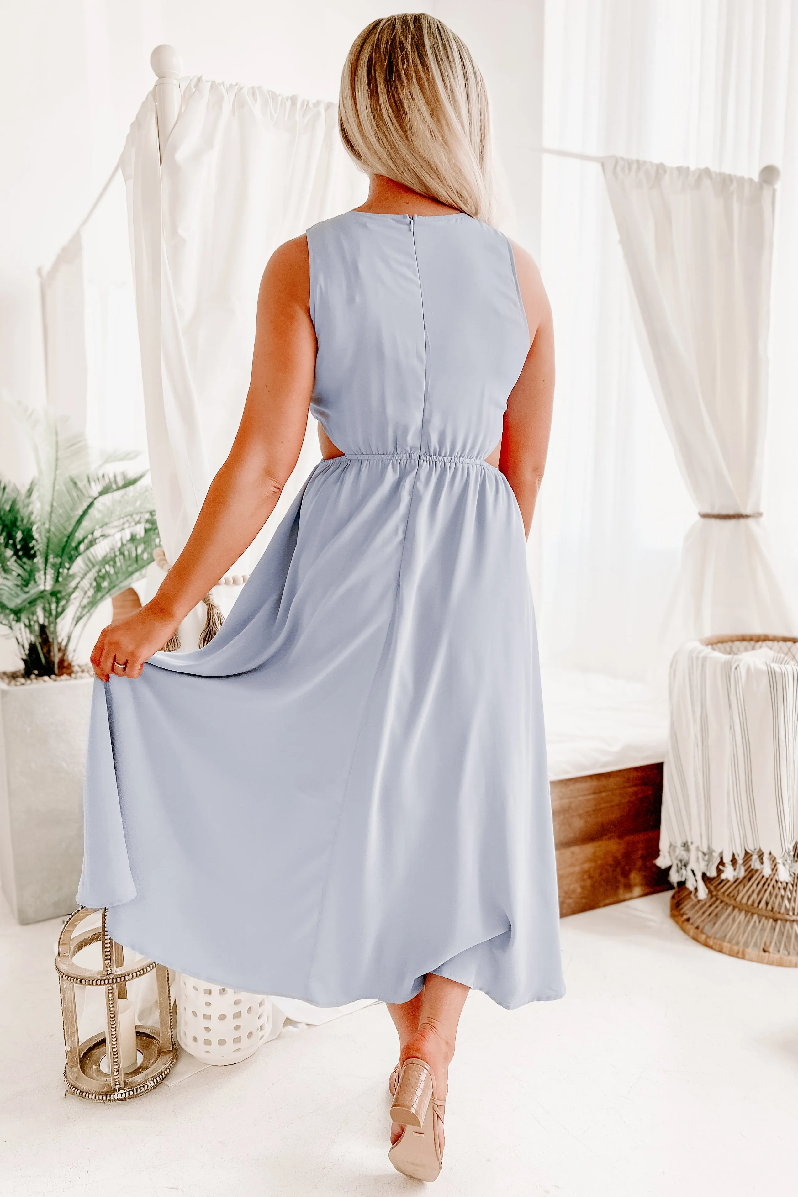 Maisy Cut-Out Maxi Dress (Dusty Blue)
