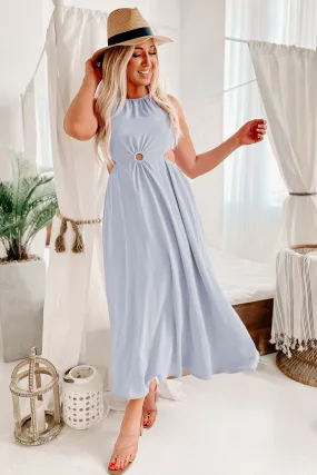 Maisy Cut-Out Maxi Dress (Dusty Blue)