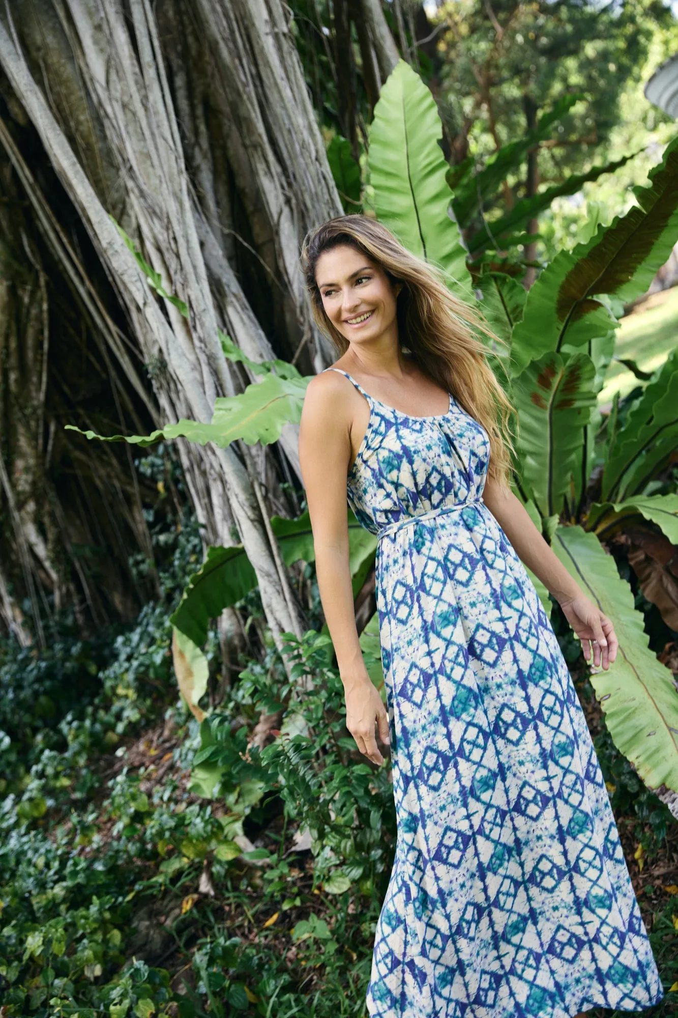 Maxi with belt - Diamond Tie Dye