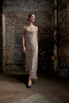 Metalic print slip dress