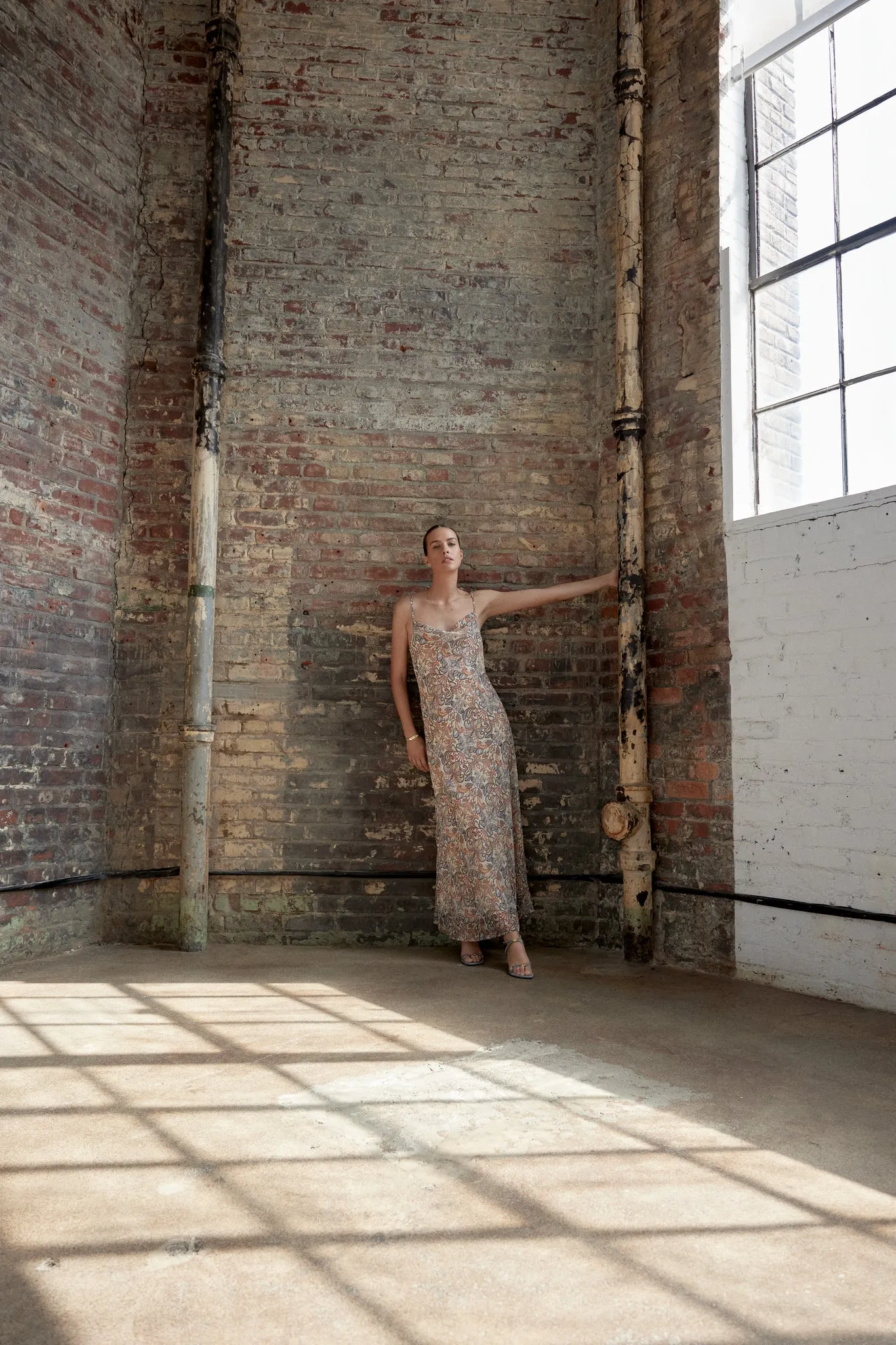Metalic print slip dress